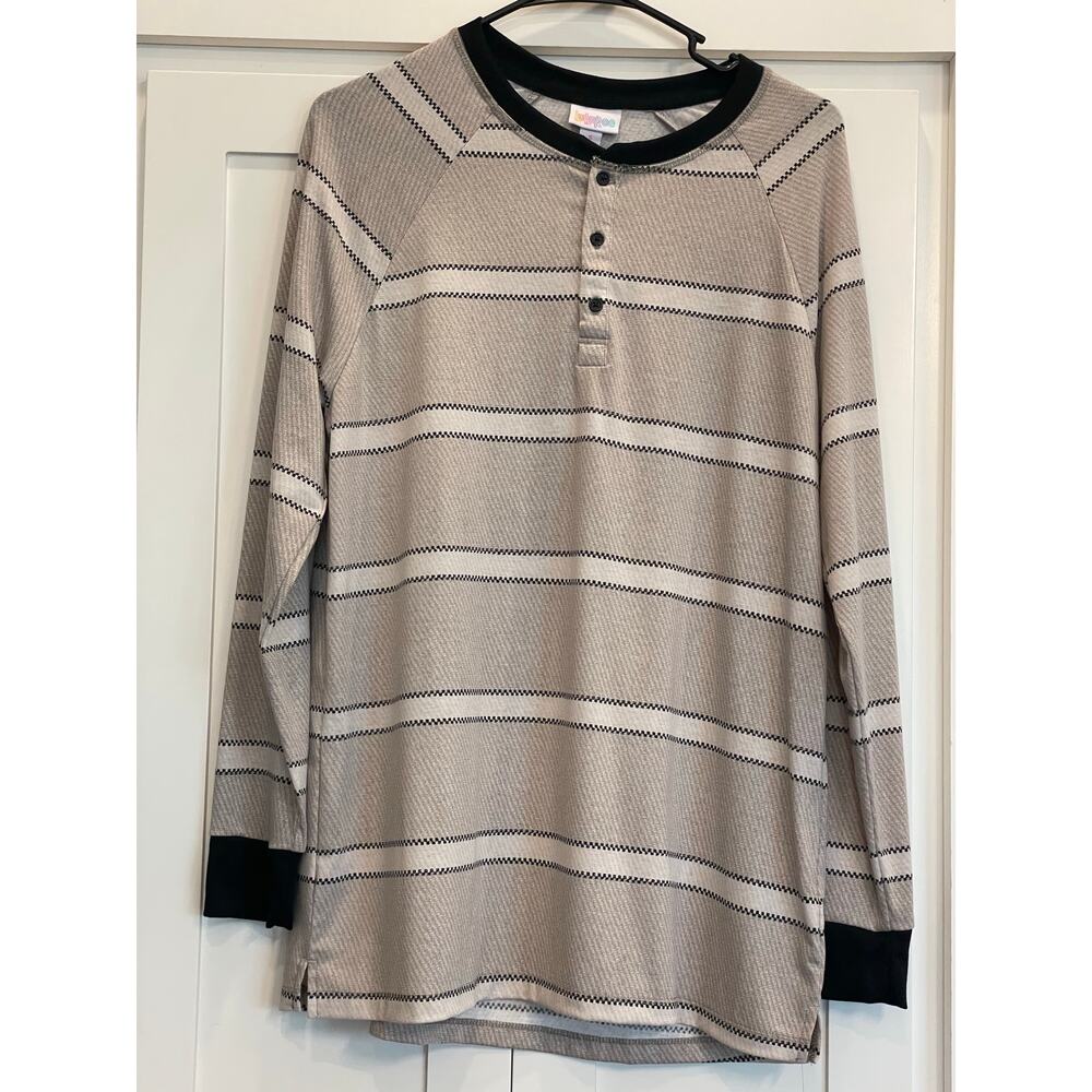 NWT LulaRoe "Mark" Henley taupe white black Small